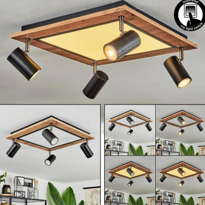 Luminaires Scandinaves-hofstein Plafonnier Sequeira Brun, Chrome, Noir, Blanc, 4 lumières