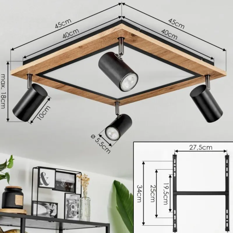 Luminaires Scandinaves-hofstein Plafonnier Sequeira Brun, Chrome, Noir, Blanc, 4 lumières