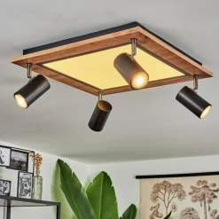 Luminaires Scandinaves-hofstein Plafonnier Sequeira Brun, Chrome, Noir, Blanc, 4 lumières