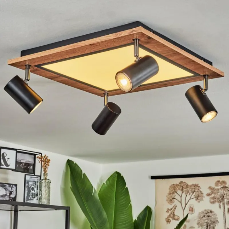 Luminaires Scandinaves-hofstein Plafonnier Sequeira Brun, Chrome, Noir, Blanc, 4 lumières