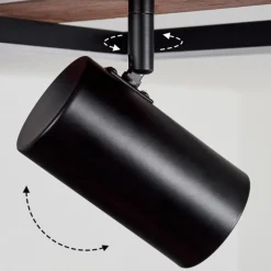 hofstein Plafonnier Sequeira LED Bois clair, Couleur bois, Noir, 2 lumières