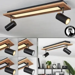 hofstein Plafonnier Sequeira LED Couleur bois, Noir, Blanc, 3 lumières