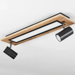 hofstein Plafonnier Sequeira LED Couleur bois, Noir, Blanc, 3 lumières