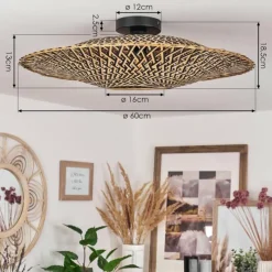 Style Boho-Chic-hofstein Plafonnier Shelbourne Noir, 1 lumière