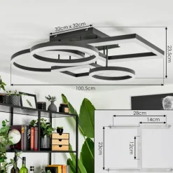 hofstein Plafonnier Sistelo LED Noir, 1 lumière