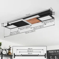 hofstein Plafonnier Sourbarie LED Brun, Couleur bois, Noir, 1 lumière