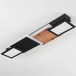 hofstein Plafonnier Sourbarie LED Brun, Couleur bois, Noir, 1 lumière