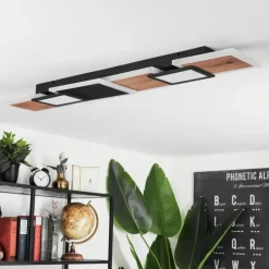 Lampes En Bois-hofstein Plafonnier Sourbarie LED Brun, Couleur bois, Noir, 1 lumière