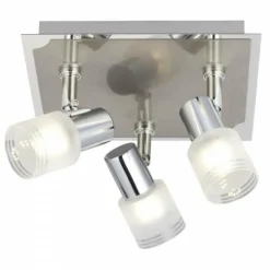 Luminaires Brilliant Plafonnier à spots Brilliant Leuchten Lea Chrome, Blanc, 3 lumières
