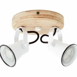 Luminaires Rustiques-Luminaires Brilliant Plafonnier à spots Brilliant Seed Bois foncé, Blanc, 2 lumières