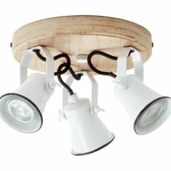 Luminaires Rustiques-Luminaires Brilliant Plafonnier à spots Brilliant Seed Bois foncé, Blanc, 3 lumières