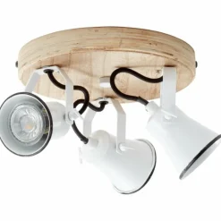 Luminaires Rustiques-Luminaires Brilliant Plafonnier à spots Brilliant Seed Bois foncé, Blanc, 3 lumières