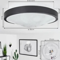 hofstein Plafonnier Subles LED Noir, Blanc, 1 lumière, Détecteur de mouvement