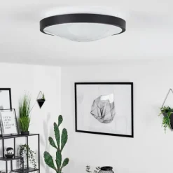 hofstein Plafonnier Subles LED Noir, Blanc, 1 lumière, Détecteur de mouvement