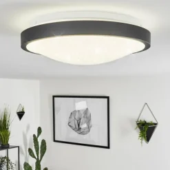 hofstein Plafonnier Subles LED Noir, Blanc, 1 lumière, Détecteur de mouvement