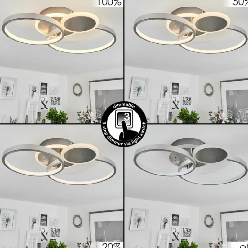 hofstein Plafonnier Tagsdorff LED Chrome, Nickel mat, 1 lumière