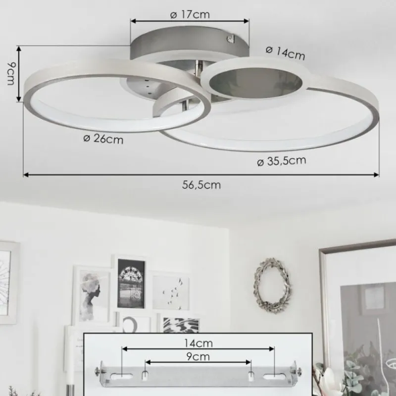 hofstein Plafonnier Tagsdorff LED Chrome, Nickel mat, 1 lumière