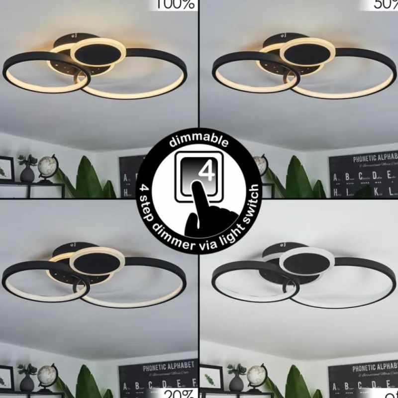 hofstein Plafonnier Tagsdorff LED Noir, Blanc, 1 lumière