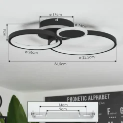 hofstein Plafonnier Tagsdorff LED Noir, Blanc, 1 lumière