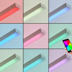 hofstein Plafonnier Tamizat LED Nickel mat, 2 lumières, Changeur de couleurs