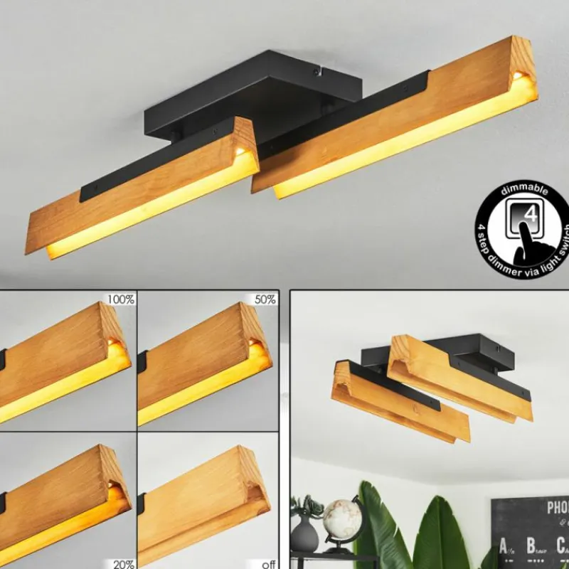 Luminaires Scandinaves-hofstein Plafonnier Teira LED Écru, Noir, 2 lumières