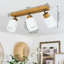 Luminaires Scandinaves-hofstein Plafonnier Tercier Argent Oxydé, Écru, 3 lumières