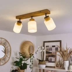 Luminaires Scandinaves-hofstein Plafonnier Tercier Argent Oxydé, Écru, 3 lumières