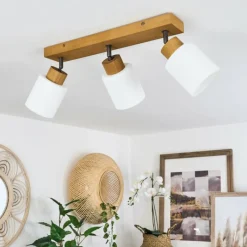 Luminaires Scandinaves-hofstein Plafonnier Tercier Argent Oxydé, Écru, 3 lumières