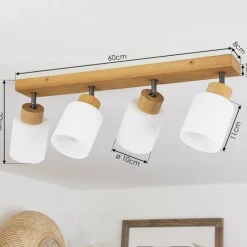Luminaires Scandinaves-hofstein Plafonnier Tercier Argent Oxydé, Écru, 4 lumières