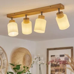 Luminaires Scandinaves-hofstein Plafonnier Tercier Argent Oxydé, Écru, 4 lumières