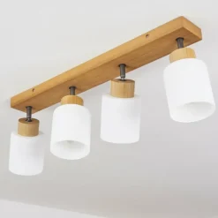 Luminaires Scandinaves-hofstein Plafonnier Tercier Argent Oxydé, Écru, 4 lumières