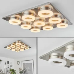 hofstein Plafonnier Thiernu LED Nickel mat, 1 lumière