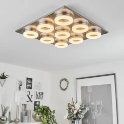 hofstein Plafonnier Thiernu LED Nickel mat, 1 lumière