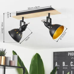 Lampes Dorées-hofstein Plafonnier Tina Bois clair, Noir, 2 lumières