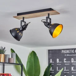 Lampes Dorées-hofstein Plafonnier Tina Bois clair, Noir, 2 lumières