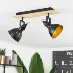 Lampes Dorées-hofstein Plafonnier Tina Bois clair, Noir, 2 lumières