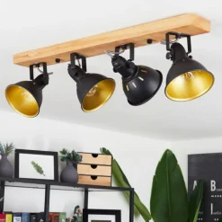 Lampes Dorées-hofstein Plafonnier Tina Brun, Noir, 4 lumières