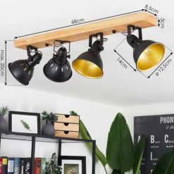 Lampes Dorées-hofstein Plafonnier Tina Brun, Noir, 4 lumières