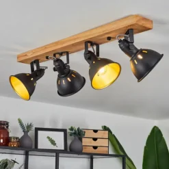 Lampes Dorées-hofstein Plafonnier Tina Brun, Noir, 4 lumières