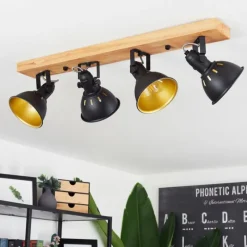 Lampes Dorées-hofstein Plafonnier Tina Brun, Noir, 4 lumières