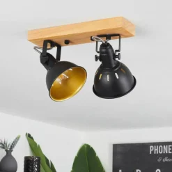 Lampes Dorées-hofstein Plafonnier Tina Brun, Noir, 2 lumières