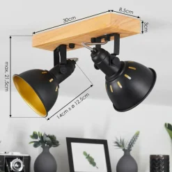 Lampes Dorées-hofstein Plafonnier Tina Brun, Noir, 2 lumières