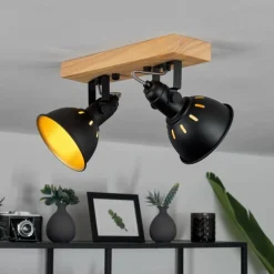 Lampes Dorées-hofstein Plafonnier Tina Brun, Noir, 2 lumières