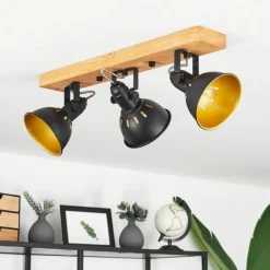 Lampes Dorées-hofstein Plafonnier Tina Brun, Noir, 3 lumières