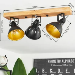 Lampes Dorées-hofstein Plafonnier Tina Brun, Noir, 3 lumières