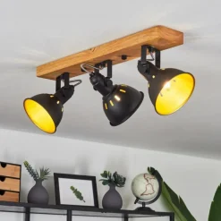 Lampes Dorées-hofstein Plafonnier Tina Brun, Noir, 3 lumières
