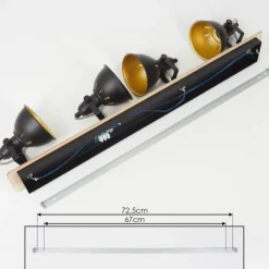 Lampes Dorées-hofstein Plafonnier Tina Chrome, Bois clair, Noir, 4 lumières