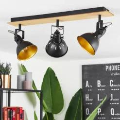 Lampes Dorées-hofstein Plafonnier Tina Chrome, Écru, Noir, 3 lumières