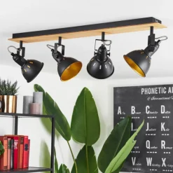 Lampes Dorées-hofstein Plafonnier Tina Chrome, Écru, Noir, 4 lumières