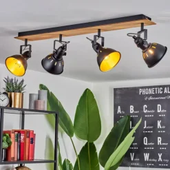 Lampes Dorées-hofstein Plafonnier Tina Chrome, Écru, Noir, 4 lumières